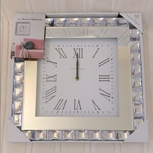 Luxurious & Glamorous Crystal Trim Mirrored 16” Wall Clock